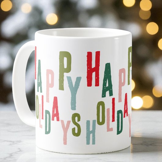 Modern Colorful Festive Happy Holidays Christmas コーヒーマグカップ
