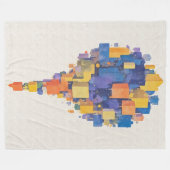 Modern Colorful Floating Blocks Watercolor Art フリースブランケット (正面(横))