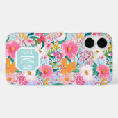 Modern Colorful Floral Garden Monogrammed Case-Mate iPhoneケース (裏面 (横))