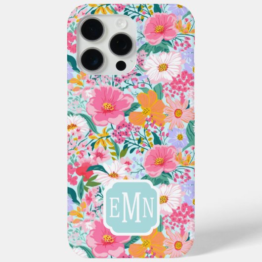 Modern Colorful Floral Garden Monogrammed  Case-Mate iPhoneケース (裏面)