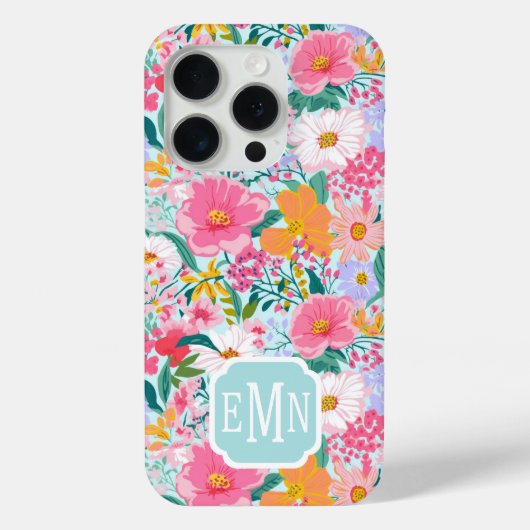 Modern Colorful Floral Garden Monogrammed Case-Mate iPhoneケース (裏面)