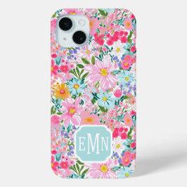 Modern Colorful Flower Garden Monogrammed iPhone 15 Miniケース