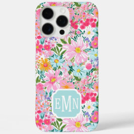 Modern Colorful Flower Garden Monogrammed  iPhone 16 Pro Maxケース