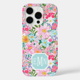Modern Colorful Flower Garden Monogrammed iPhone 16 Proケース