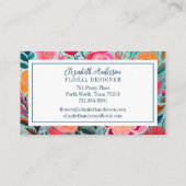 Modern Colorful Flowers Pink Teal 名刺 (裏面)