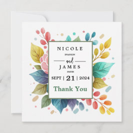 Modern Colorful Fowers Watercolor サンキューカード