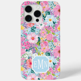 Modern Colorful Garden Monogrammed  iPhone 15 Pro Maxケース