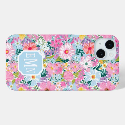 Modern Colorful Garden Monogrammed Case-Mate iPhoneケース (裏面 (横))