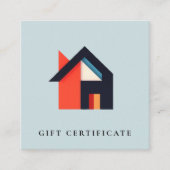 Modern Colorful House Blue Orange Gift Certificate スクエア名刺 (正面)