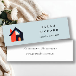 Modern Colorful House Logo Realtor Blue Red Orange スキニー名刺