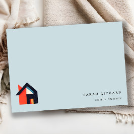 Modern Colorful House Logo Realtor Blue Red Orange ノートカード