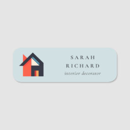 Modern Colorful House Logo Realtor Blue Red Orange 名札
