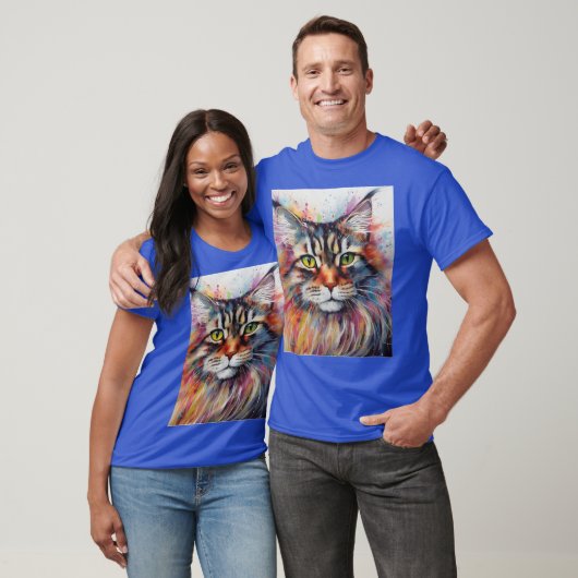 Modern Colorful Maine Coon Cat Art Tシャツ (ユニセックス)
