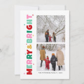 Modern Colorful Merry & Bright 2 Photo シーズンカード (正面)