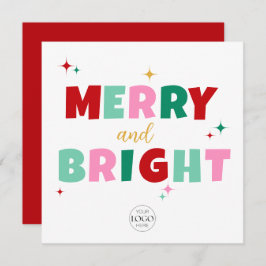 Modern Colorful Merry & Bright Business Logo  シーズンカード