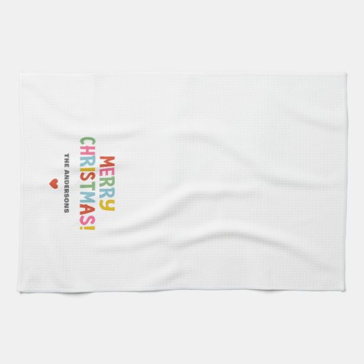 Modern Colorful Merry Christmas キッチンタオル (横)