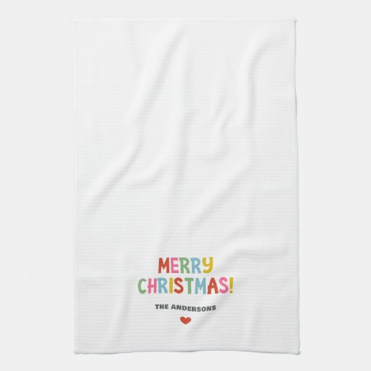 Modern Colorful Merry Christmas キッチンタオル (縦)