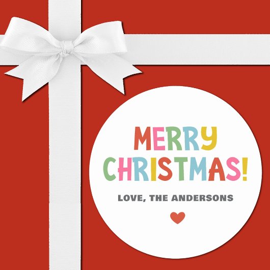 Modern Colorful Merry Christmas ラウンドシール