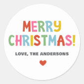 Modern Colorful Merry Christmas ラウンドシール (正面)