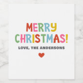 Modern Colorful Merry Christmas ワインラベル (シングルラベル)