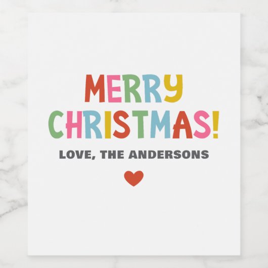 Modern Colorful Merry Christmas ワインラベル (シングルラベル)