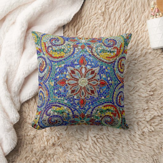 Modern Colorful Mosaic Throw Pillow – クッション (ブランケット)