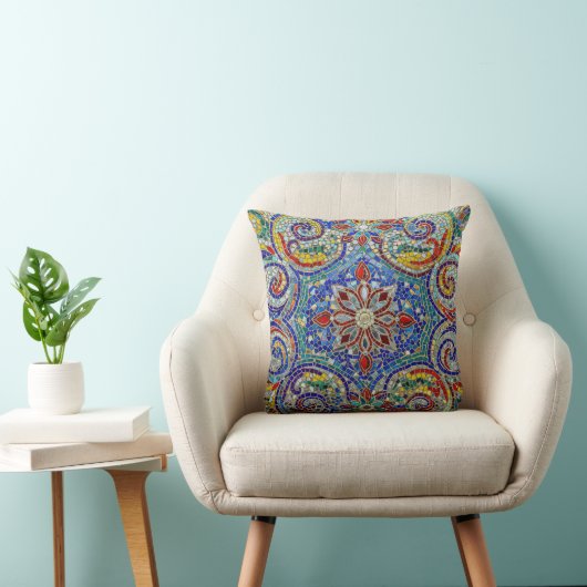 Modern Colorful Mosaic Throw Pillow –  クッション (椅子)