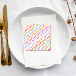 Modern Colorful Plaid Baby Shower Theme スクエアペーパーコースター
