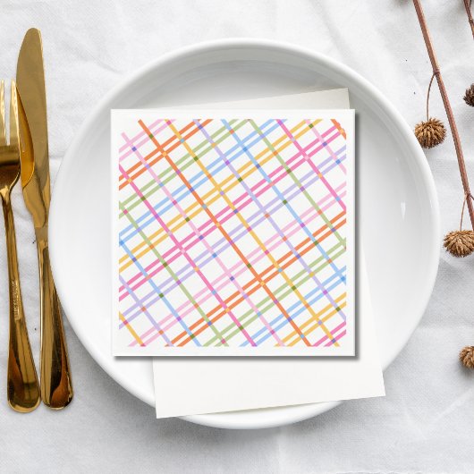 Modern Colorful Plaid Baby Shower Theme スタンダードランチョンナプキン