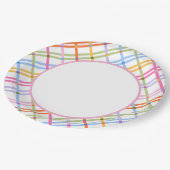 Modern Colorful Plaid Baby Shower Theme ペーパープレート (アングル)