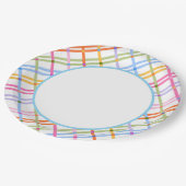 Modern Colorful Plaid Baby Shower Theme Blue ペーパープレート (アングル)