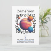 Modern Colorful Planets Moon Cosmic Space Universe 招待状 (スタンド正面)