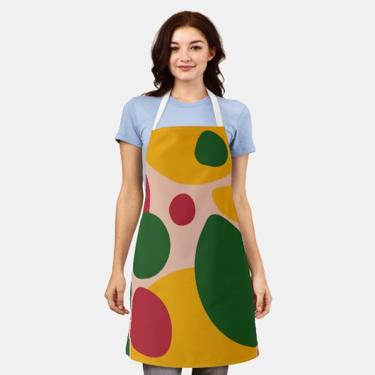 Modern Colorful Polka Dot Apron  エプロン (着用した状態)