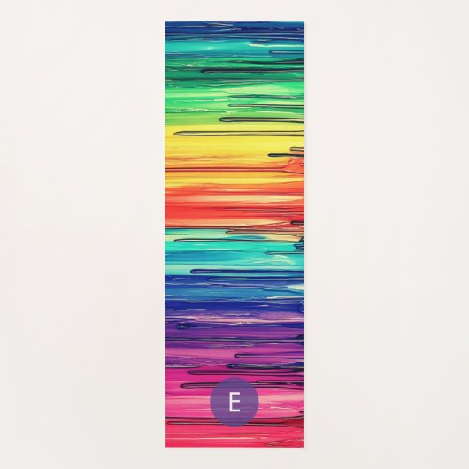 Modern Colorful Rainbow Monogram ヨガマット (正面)