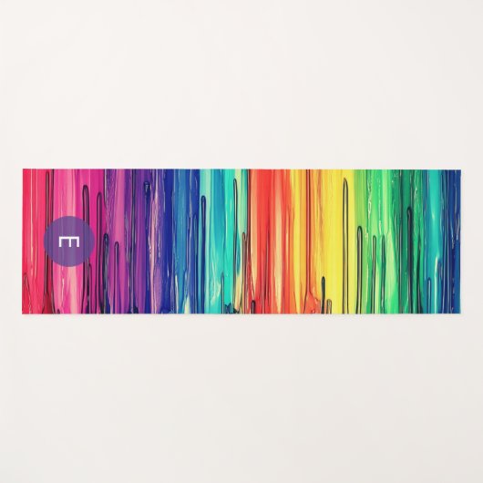 Modern Colorful Rainbow Monogram ヨガマット (正面(横))