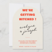 Modern Colorful Retro Fun Funky Arched Wedding 招待状 (正面)