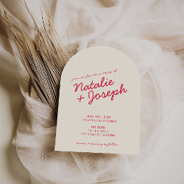 Modern Colorful Retro Fun Whimsical Arch Wedding 招待状