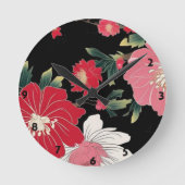 Modern Colorful Sakura Flower Japan Birthday party ラウンド壁時計 (正面)