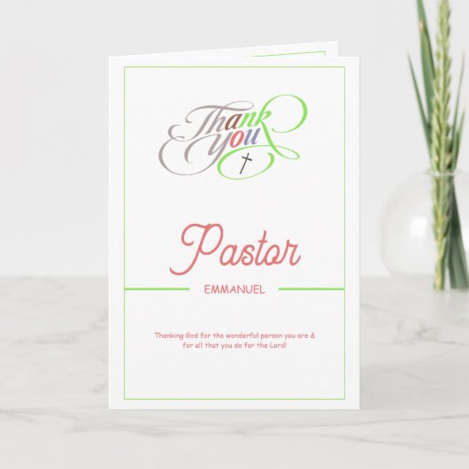Modern Colorful Script Pastor Appreciation Card カード (正面)