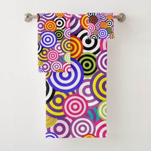 Modern Colorful Stylish Concentric Circles バスタオルセット (インサイチュ)