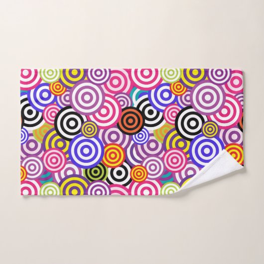 Modern Colorful Stylish Concentric Circles バスタオルセット (ハンドタオル)