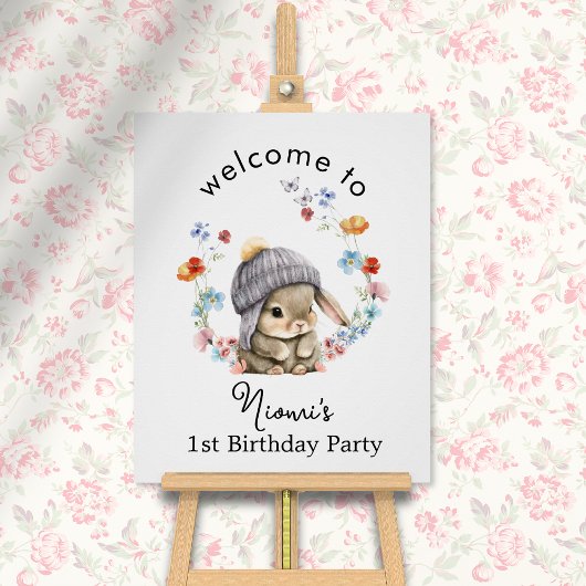 Modern Colorful Sweet Bunny Birthday Welcome Poste ポスター