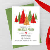 Modern Colorful Trees Holiday Party Invitation 招待状