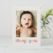 Modern Colorful Trendy Custom photos Baby Shower サンキューカード (スタンド正面)