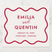 Modern Colorful Wavy Frame Retro Wedding ビールラベル (シングルラベル)