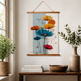 Modern Colorful Wildflower Abstract Botanical Wall 吊り下げ型タペストリー