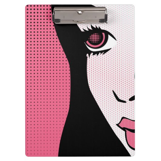 Modern Comic Book Pop Art of Woman's Face クリップボード (正面)