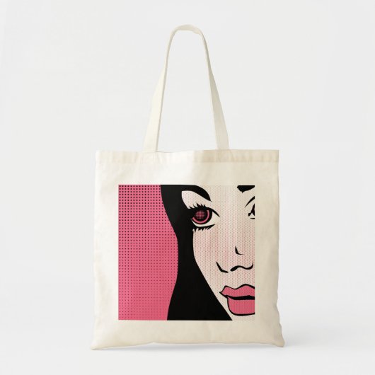 Modern Comic Book Pop Art of Woman's Face トートバッグ (正面)