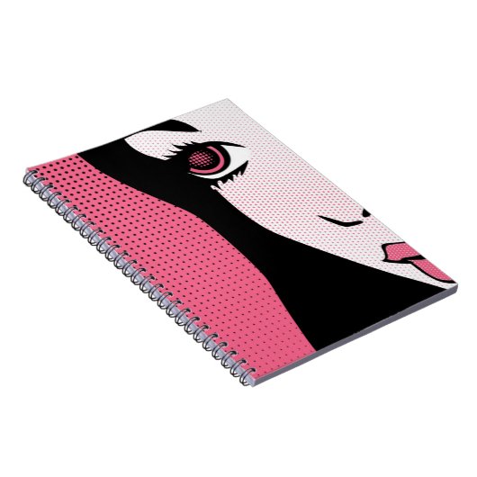 Modern Comic Book Pop Art of Woman's Face ノートブック (右側)