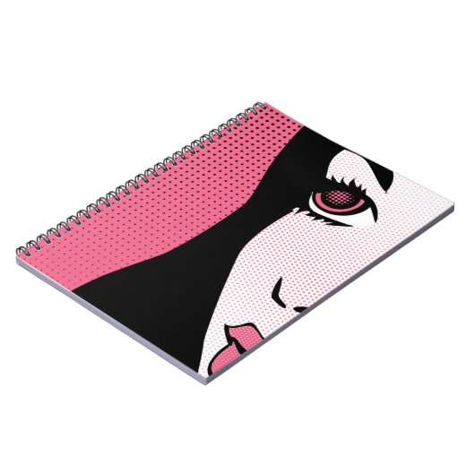 Modern Comic Book Pop Art of Woman's Face ノートブック (左側)